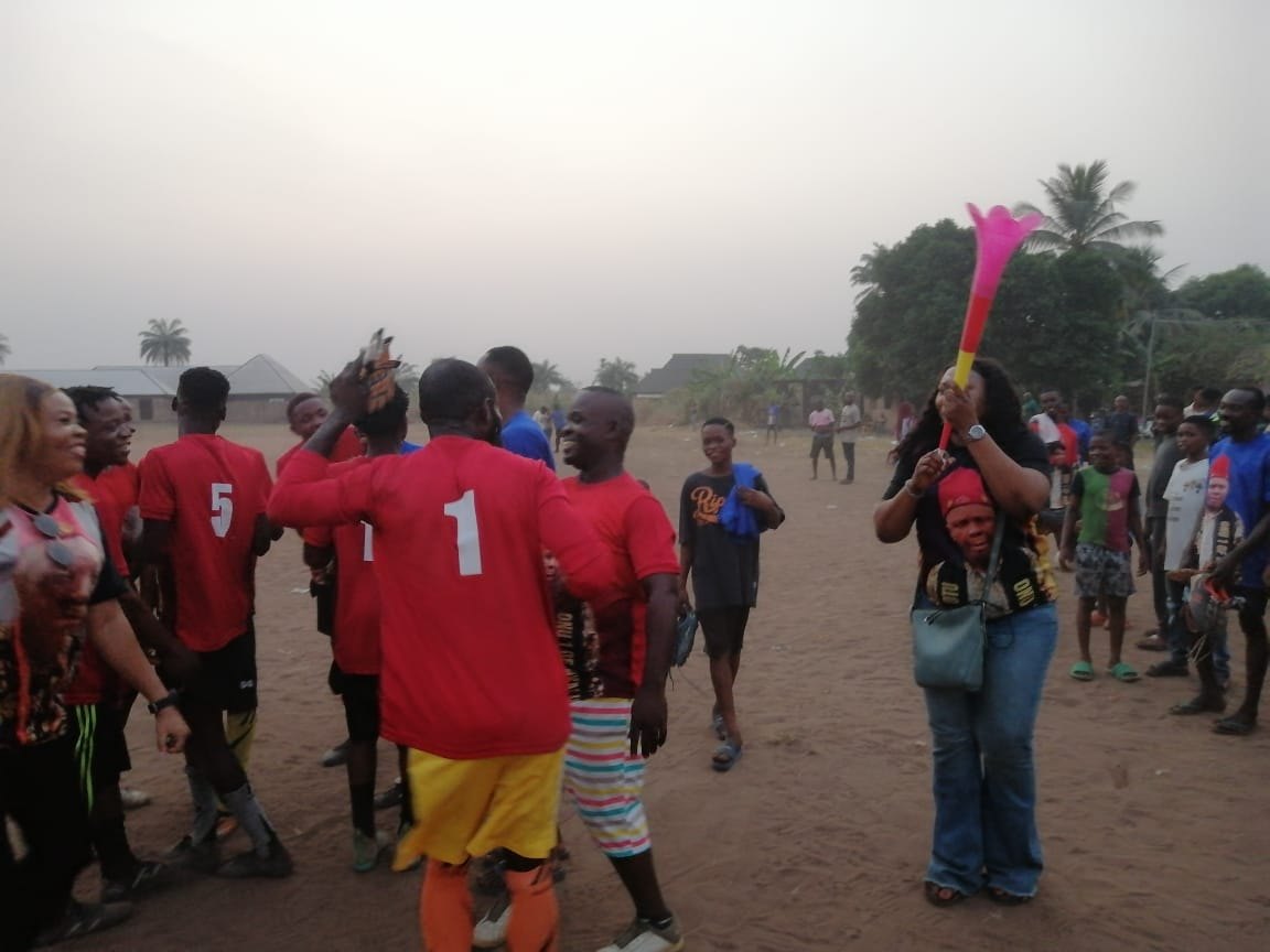 Team gathering at a sports event